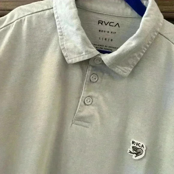 RVCA BOYS POLO SHIRT SOFT BLUE/Green - Picture 7 of 7